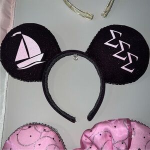 Black Headband with Greek Letters and Sailboat